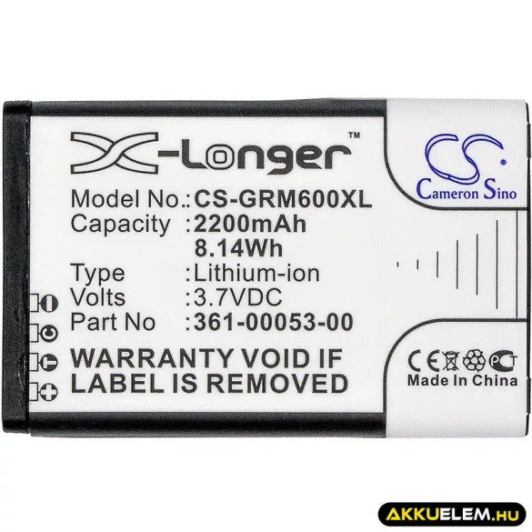 Utángyártott Garmin GPS Li-ion akkumulátor 3.7V 2200mAh 010-11599-00, 010-11654-03 - CameronSino
