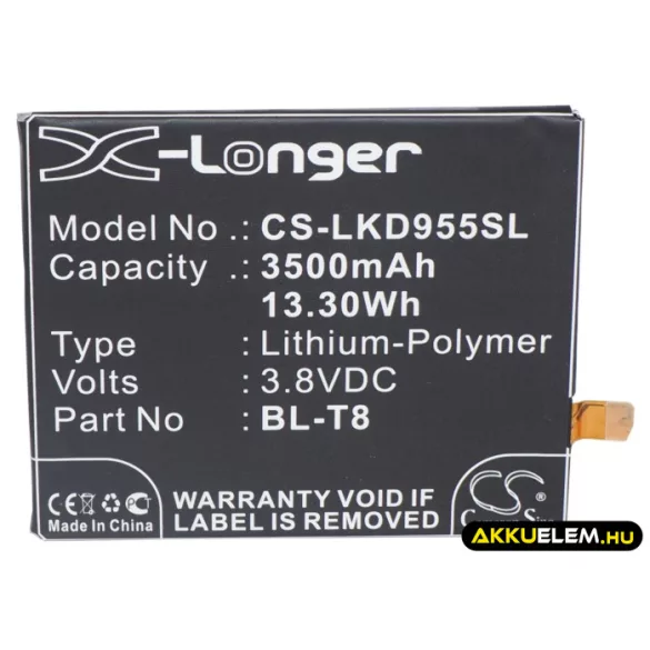 Utángyártott LG mobil Li-Polymer akkumulátor 3.8V 3500mAh BL-T8, EAC62118701 - CameronSino