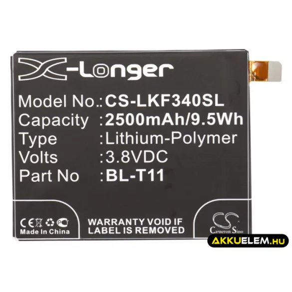 Utángyártott LG mobil Li-Polymer akkumulátor 3.8V 2500mAh BL-T11, EAC62218301 - CameronSino
