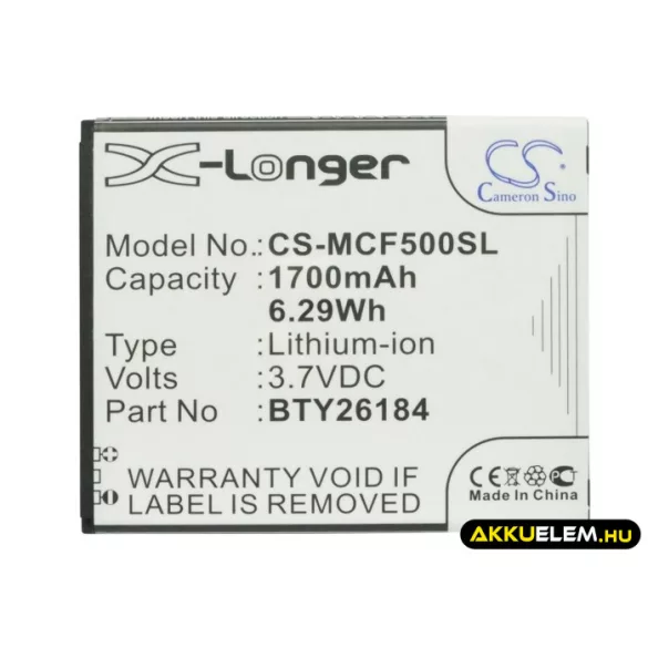 Utángyártott Mobistel mobil Li-ion akkumulátor 3.7V 1700mAh BTY26184, BTY26184Mobistel/STD - CameronSino