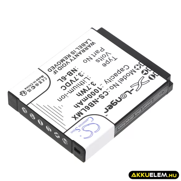 Utángyártott Canon Kamera Li-ion akkumulátor 3.7V 1000mAh NB-6L, NB-6LH - CameronSino