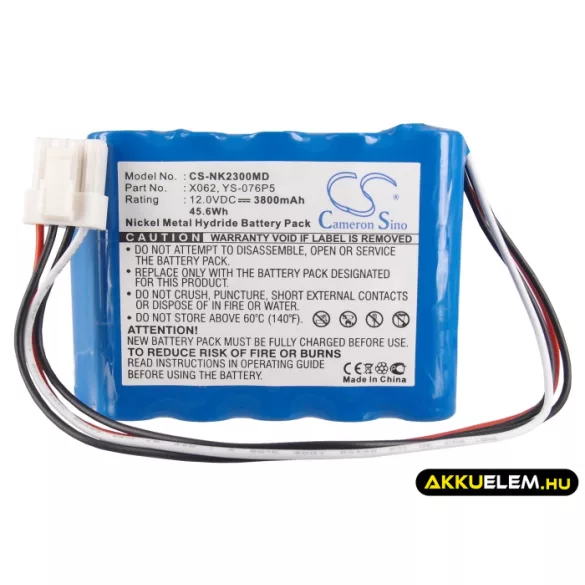 Utángyártott Nihon Kohden Orvosi Ni-MH akkumulátor 12V 3800mAh X062, YS-076P5 - CameronSino