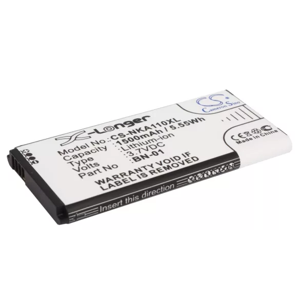 Utángyártott Nokia mobil Li-ion akkumulátor 3.7V 1500mAh BN-01 - CameronSino