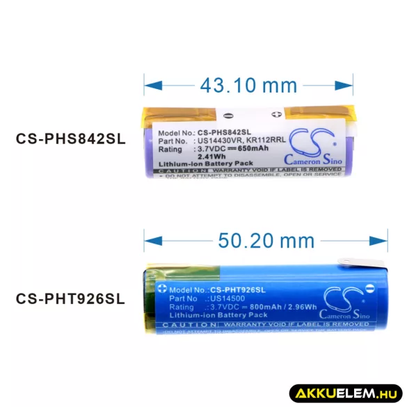 Utángyártott Philips Borotva Li-ion akkumulátor 3.7V 650mAh KR112RRL, US14430VR - CameronSino