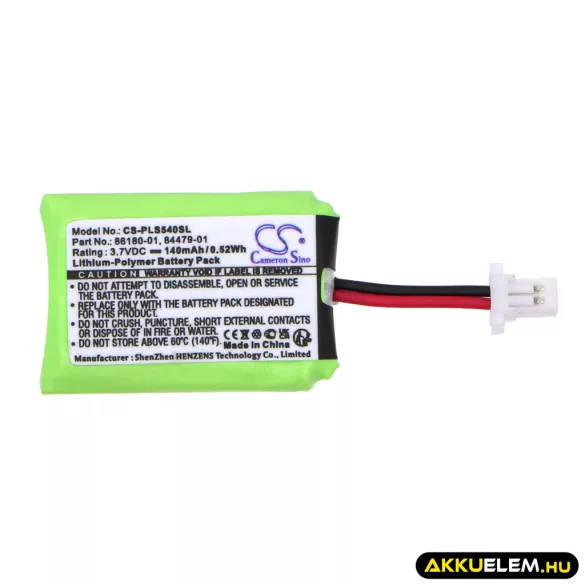 Utángyártott Plantronics Vezeték nélküli fejhallgató Li-Polymer akkumulátor 3.7V 140mAh 86180-01, 84479-01 - CameronSino