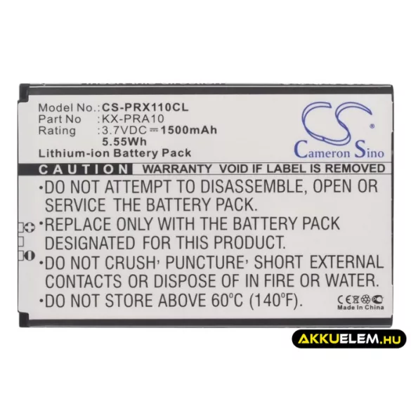 Utángyártott Panasonic Vezeték nélküli telefon Li-ion akkumulátor 3.7V 1500mAh KX-PRA10, KX-PRX150 - CameronSino