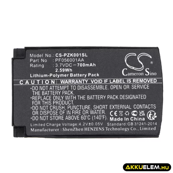 Utángyártott Parrot Vezeték nélküli fejhallgató Li-Polymer akkumulátor 3.7V 700mAh PF056001AA - CameronSino