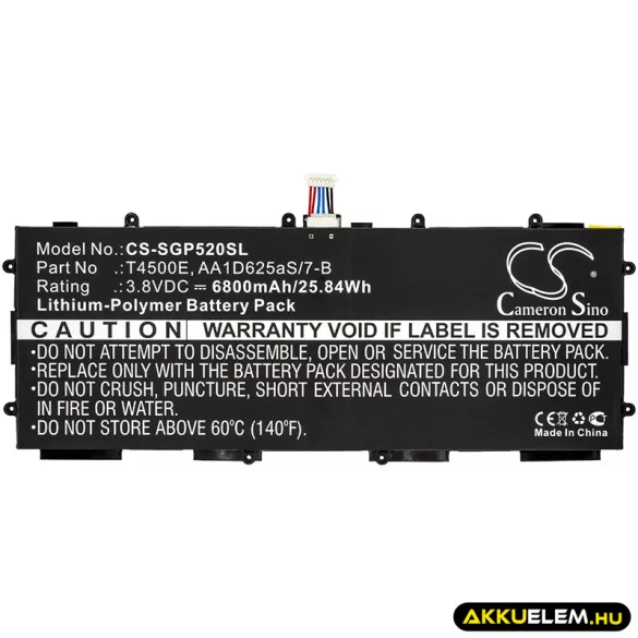 Utángyártott Samsung Tablet Li-Polymer akkumulátor 3.8V 6800mAh T4500E, AA1D625aS/7-B - CameronSino