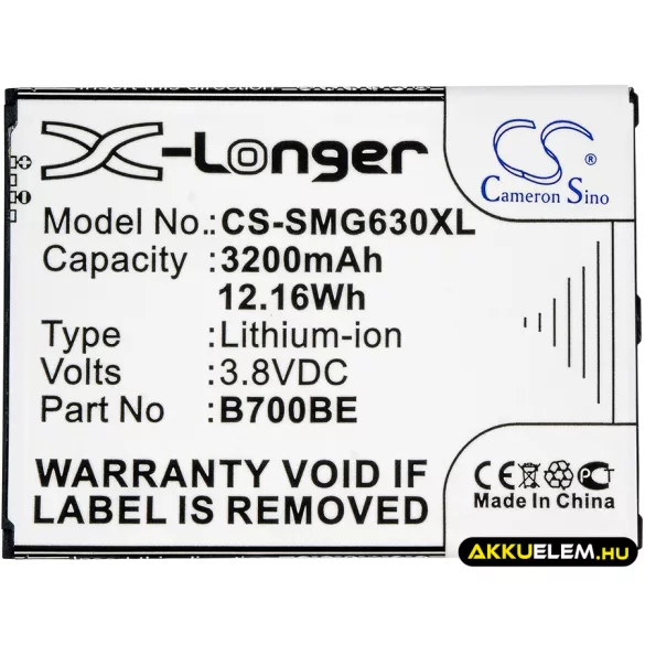 Utángyártott Samsung mobil Li-ion akkumulátor 3.8V 3200mAh B700BE, B700BU - CameronSino