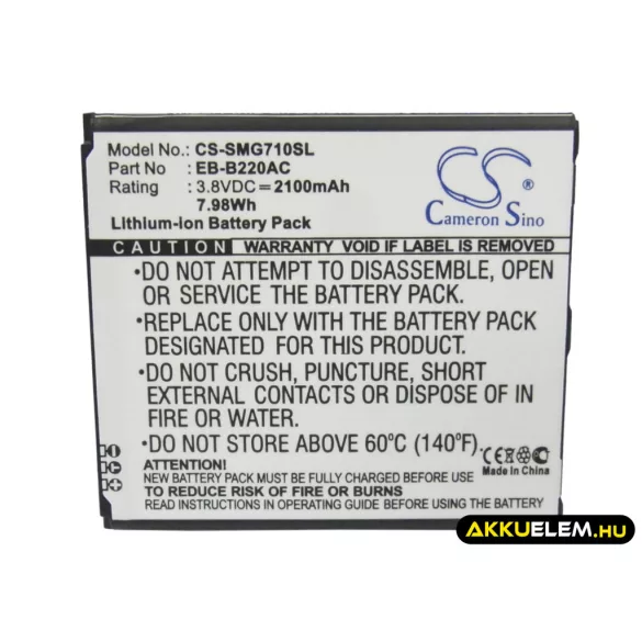 Utángyártott Samsung mobil Li-ion akkumulátor 3.8V 2100mAh EB-B220AC - CameronSino