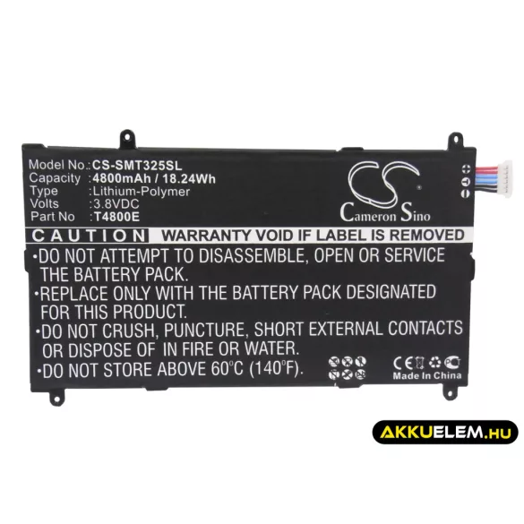 Utángyártott Samsung Tablet Li-Polymer akkumulátor 3.8V 4800mAh T4800E - CameronSino