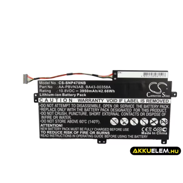 Utángyártott Samsung laptop Li-ion akkumulátor 10.8V 3950mAh AA-PBVN3AB, BA43-00358A - CameronSino