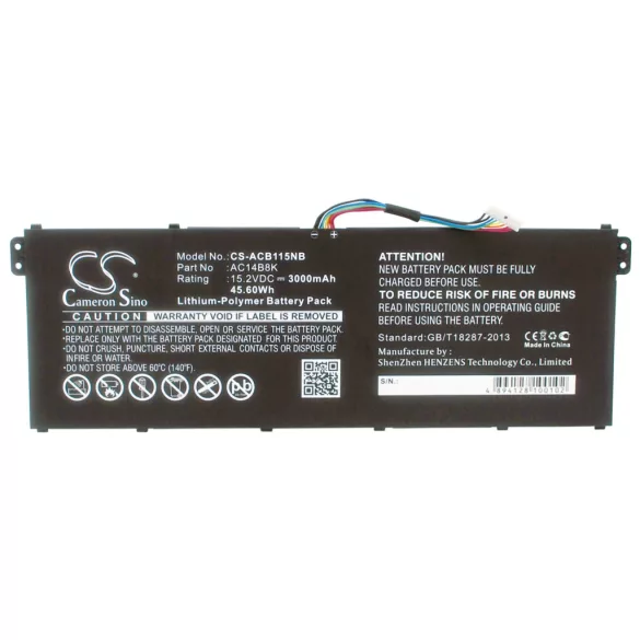 Utángyártott Packard Bell laptop Li-Polymer akkumulátor 15.2V 3000mAh - CameronSino