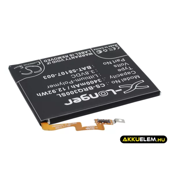 Utángyártott BlackBerry mobil Li-Polymer akkumulátor 3.8V 3400mAh BAT-58107-003 - CameronSino