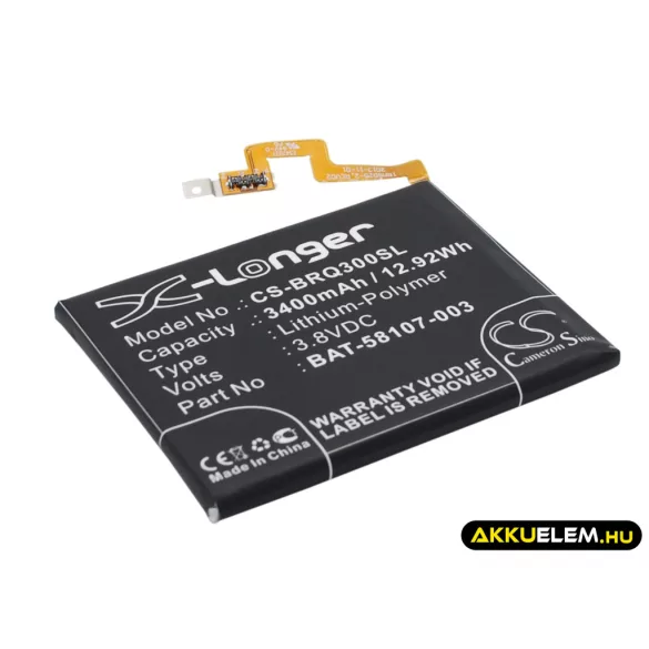 Utángyártott BlackBerry mobil Li-Polymer akkumulátor 3.8V 3400mAh BAT-58107-003 - CameronSino