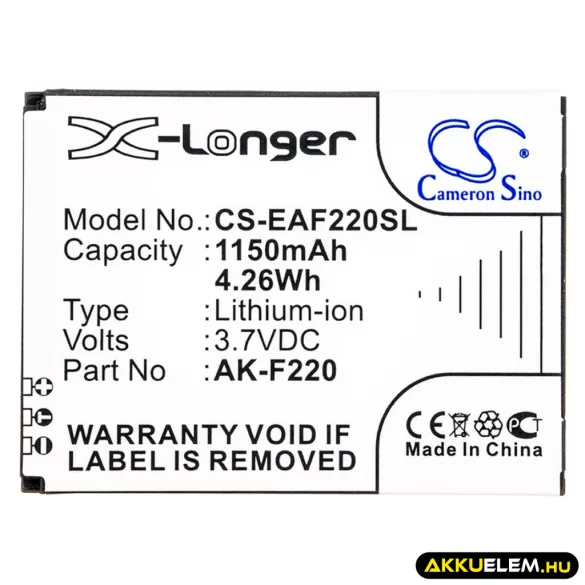 Utángyártott Emporia mobil Li-ion akkumulátor 3.7V 1150mAh AK-F220 - CameronSino