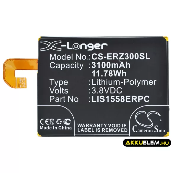 Utángyártott Sony Ericsson mobil Li-Polymer akkumulátor 3.8V 3100mAh LIS1558ERPC - CameronSino