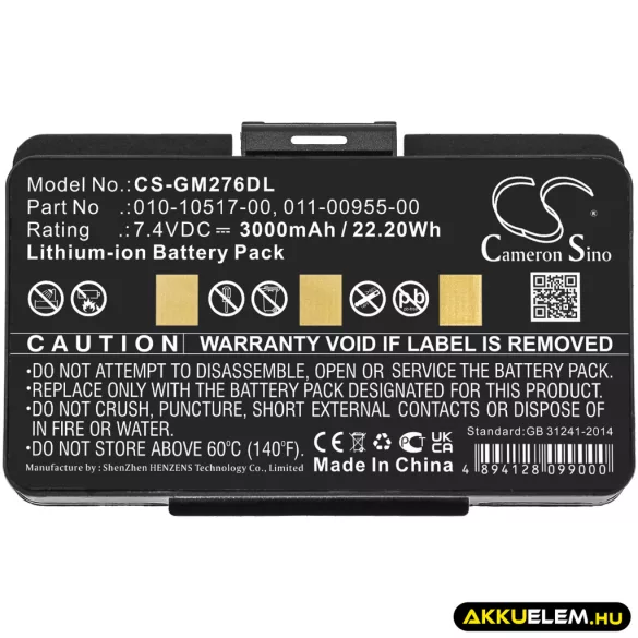 Utángyártott Garmin GPS Li-ion akkumulátor 7.4V 3000mAh 010-10517-00, 011-00955-00 - CameronSino