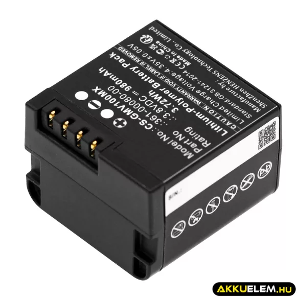 Utángyártott Garmin Kamera Li-Polymer akkumulátor 3.8V 980mAh 361-00080-00, 010-12256-01 - CameronSino