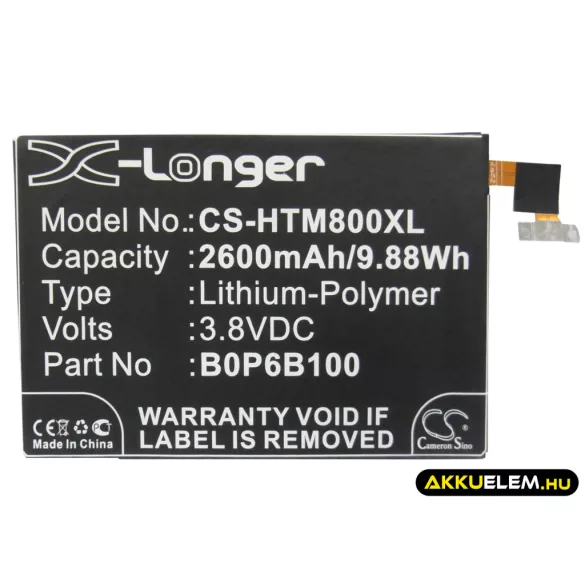 Utángyártott HTC mobil Li-Polymer akkumulátor 3.8V 2600mAh B0P6B100, 35H00214-00M - CameronSino