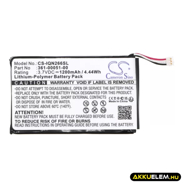 Utángyártott Garmin GPS Li-Polymer akkumulátor 3.7V 1200mAh 361-00051-00, 361-00051-01 - CameronSino