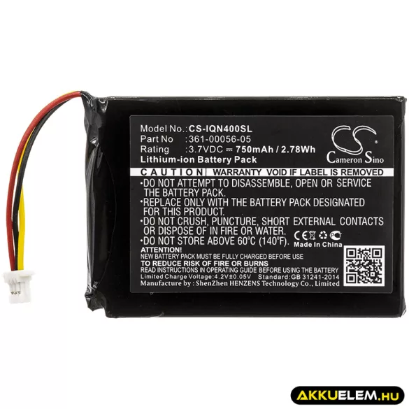 Utángyártott Garmin GPS Li-ion akkumulátor 3.7V 750mAh 361-00056-05, 361-00056-11 - CameronSino