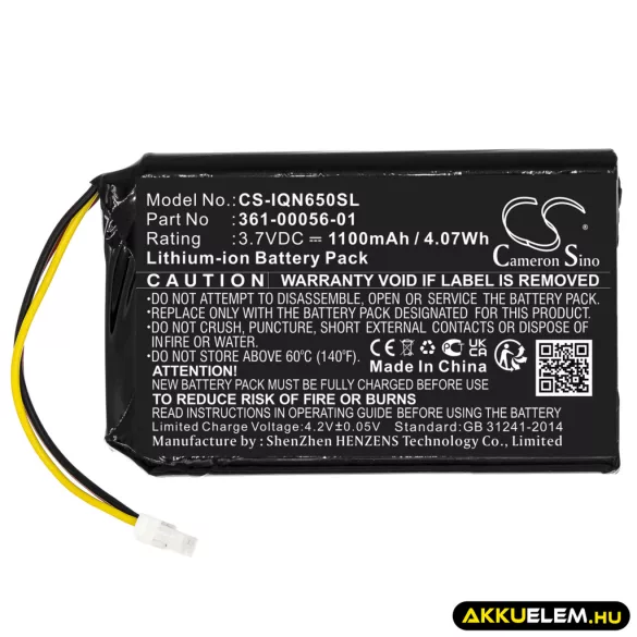 Utángyártott Garmin GPS Li-ion akkumulátor 3.7V 1100mAh 361-00056-01 - CameronSino