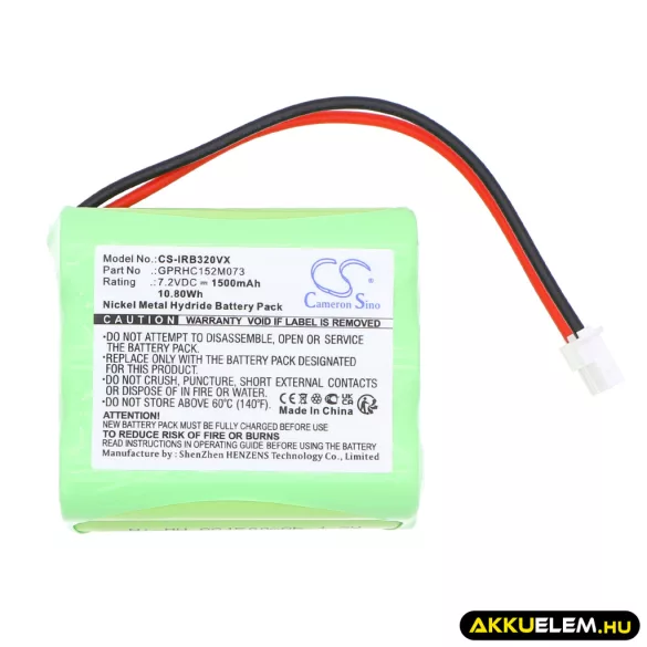 Utángyártott iRobot porszívó Ni-MH akkumulátor 7.2V 1500mAh GPRHC152M073, 4408927 - CameronSino