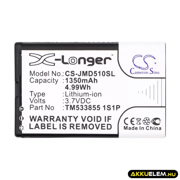 Utángyártott JBL hangszóró Li-ion akkumulátor 3.7V 1350mAh TM533855 1S1P - CameronSino