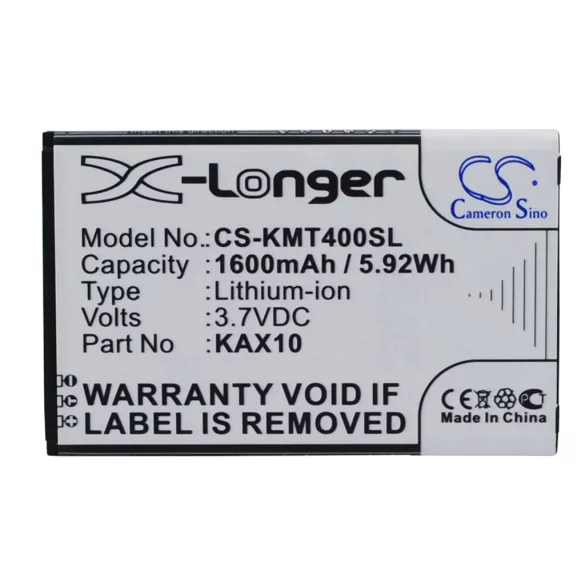 Utángyártott KAZAM mobil Li-ion akkumulátor 3.7V 1600mAh KAX10, KAX10MXJAK038738 - CameronSino