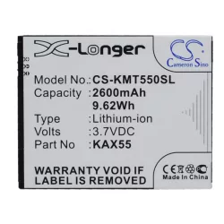   Utángyártott KAZAM mobil Li-ion akkumulátor 3.7V 2600mAh KAX55, KAX55-BKBAK007752 - CameronSino