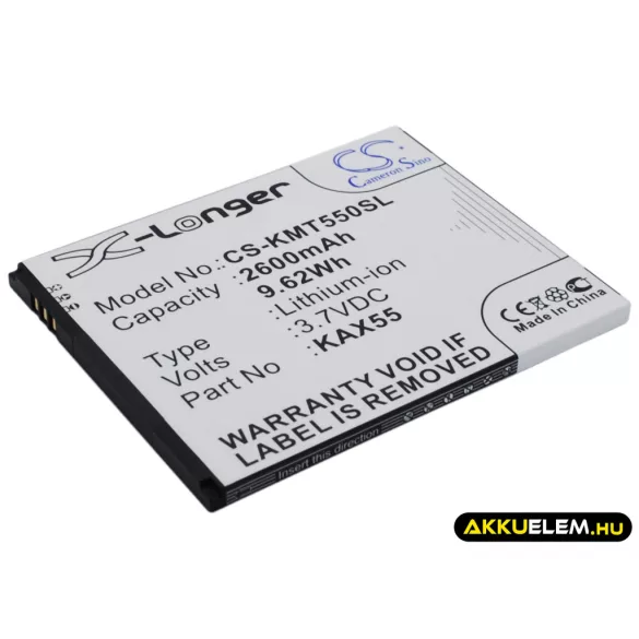 Utángyártott KAZAM mobil Li-ion akkumulátor 3.7V 2600mAh KAX55, KAX55-BKBAK007752 - CameronSino