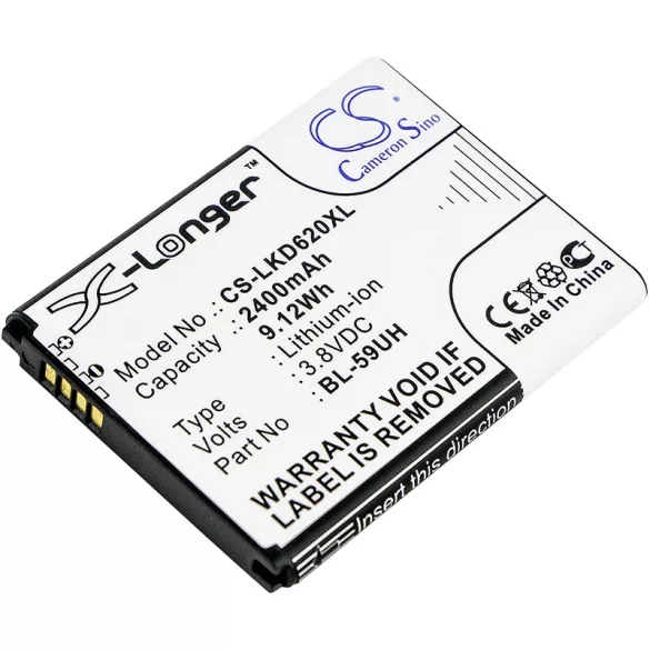 Utángyártott LG mobil Li-ion akkumulátor 3.8V 2400mAh BL-59UH, EAC62258801 - CameronSino