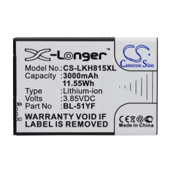   Utángyártott LG mobil Li-ion akkumulátor 3.85V 3000mAh BL-51YF, EAC62858501 - CameronSino