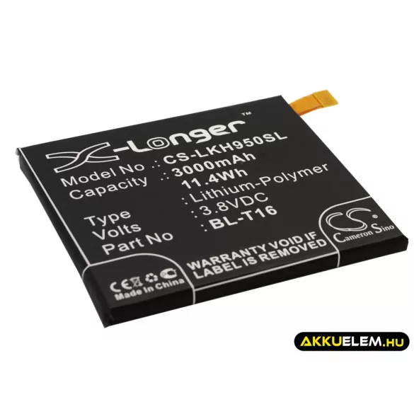 Utángyártott LG mobil Li-Polymer akkumulátor 3.8V 3000mAh BL-T16, EAC62718201 - CameronSino