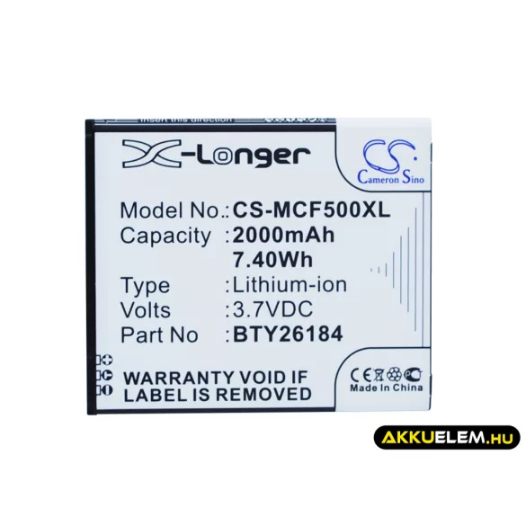Utángyártott Mobistel mobil Li-ion akkumulátor 3.7V 2000mAh BTY26184, BTY26184Mobistel/STD - CameronSino