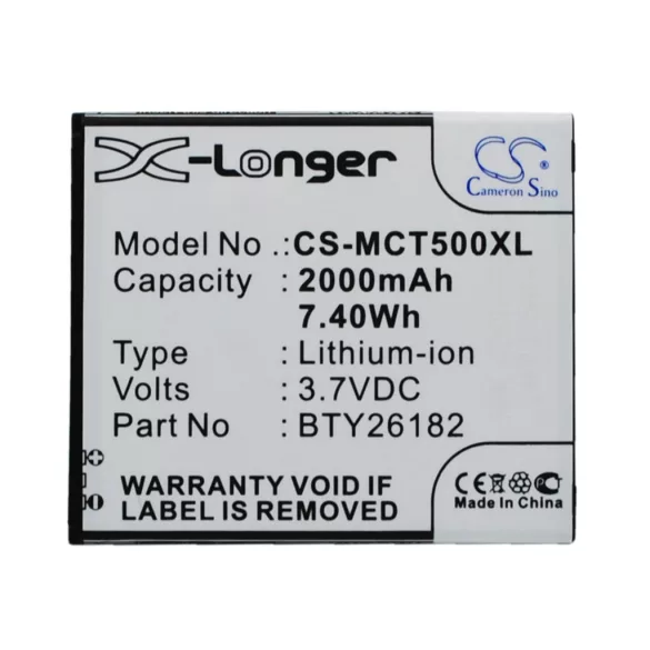 Utángyártott Mobistel mobil Li-ion akkumulátor 3.7V 2000mAh BTY26182, BTY26182Mobistel/STD - CameronSino