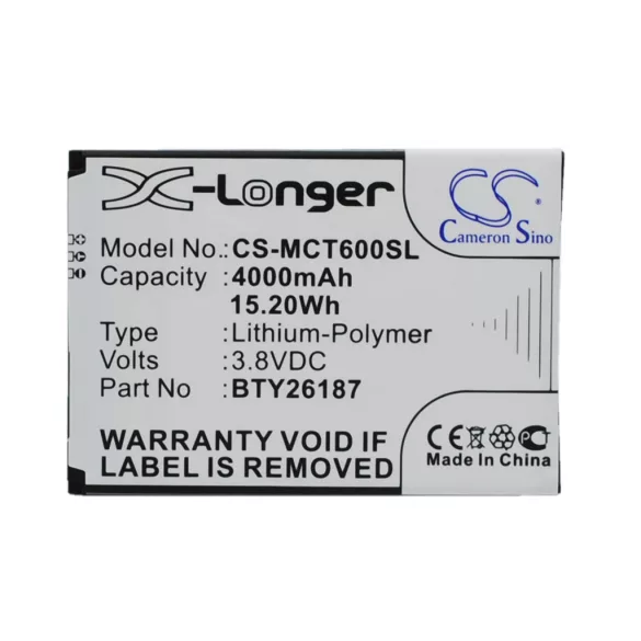 Utángyártott Mobistel mobil Li-Polymer akkumulátor 3.8V 4000mAh BTY26187, BTY26187Mobistel/STD - CameronSino