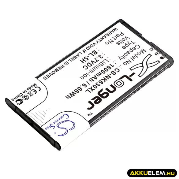 Utángyártott Microsoft mobil Li-ion akkumulátor 3.7V 1800mAh BL-5H - CameronSino