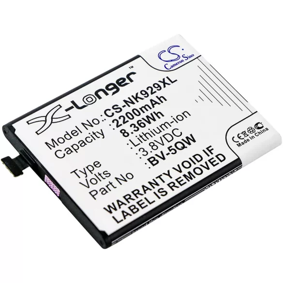 Utángyártott Nokia mobil Li-ion akkumulátor 3.8V 2200mAh BV-5QW - CameronSino