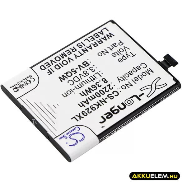 Utángyártott Nokia mobil Li-ion akkumulátor 3.8V 2200mAh BV-5QW - CameronSino
