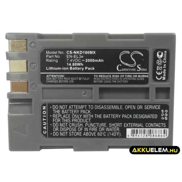 Utángyártott NiKon Kamera Li-ion akkumulátor 7.4V 2000mAh EN-EL3e - CameronSino