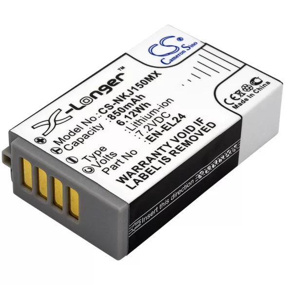 Utángyártott NiKon Kamera Li-ion akkumulátor 7.2V 850mAh EN-EL24, VFB11901 - CameronSino