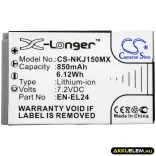 Utángyártott NiKon Kamera Li-ion akkumulátor 7.2V 850mAh EN-EL24, VFB11901 - CameronSino