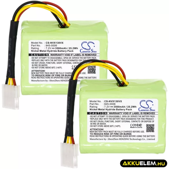 Utángyártott Neato porszívó Ni-MH akkumulátor 7.2V 3500mAh 945-0005, 945-0006 - CameronSino