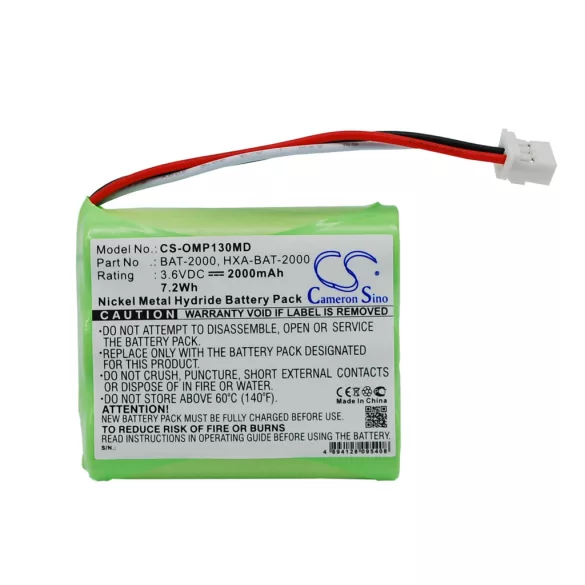 Utángyártott Omron Orvosi Ni-MH akkumulátor 3.6V 2000mAh BAT-2000, HXA-BAT-2000 - CameronSino