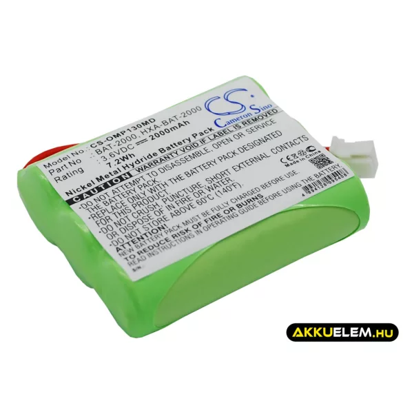 Utángyártott Omron Orvosi Ni-MH akkumulátor 3.6V 2000mAh BAT-2000, HXA-BAT-2000 - CameronSino