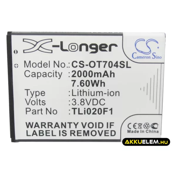 Utángyártott Orange mobil Li-ion akkumulátor 3.8V 2000mAh - CameronSino