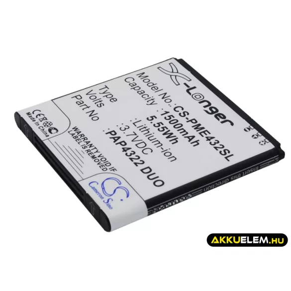 Utángyártott Prestigio mobil Li-ion akkumulátor 3.7V 1500mAh PAP4322 DUO - CameronSino