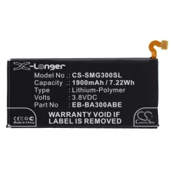   Utángyártott Samsung mobil Li-Polymer akkumulátor 3.8V 1900mAh EB-BA300ABE, GH43-04381A - CameronSino